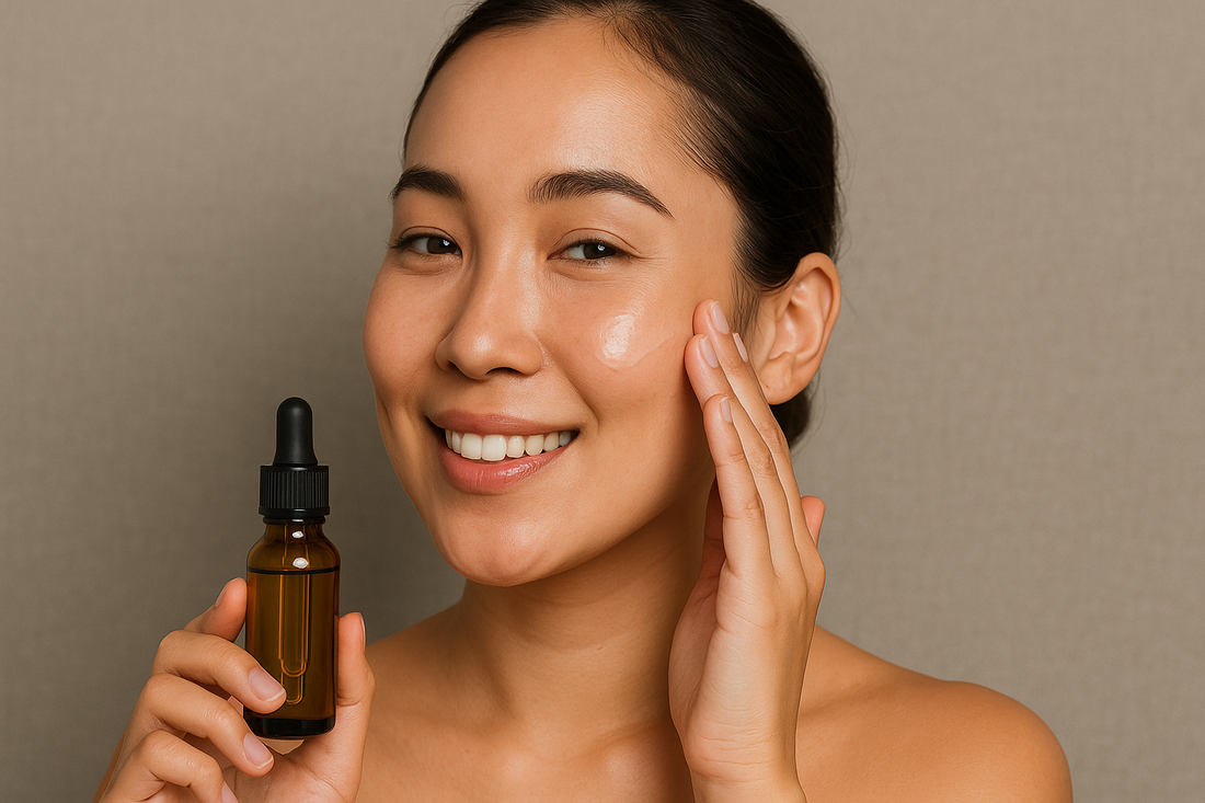 CBD cosmetics transforming skin – before and after illustration